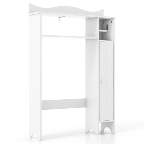 Wood Over Toilet Space Saver, Paper Holder And Shelf, White