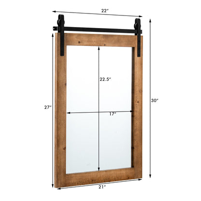 30 x 22 Inch Wall Mount Mirror with Wood Frame, Brown - Gallery Canada