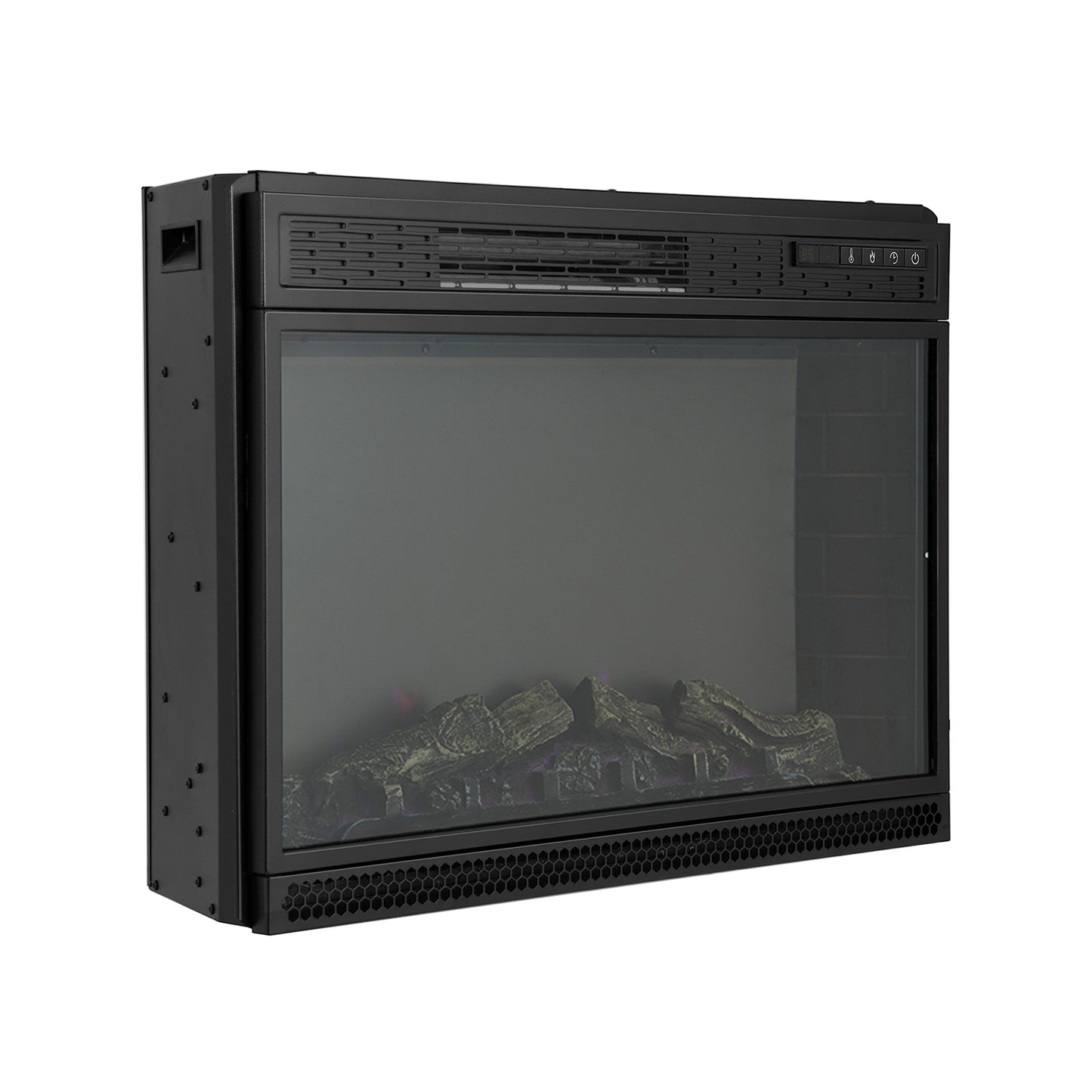 28 Inch Electric Freestanding and Recessed Fireplace with Remote, Black Fireplaces at Gallery Canada