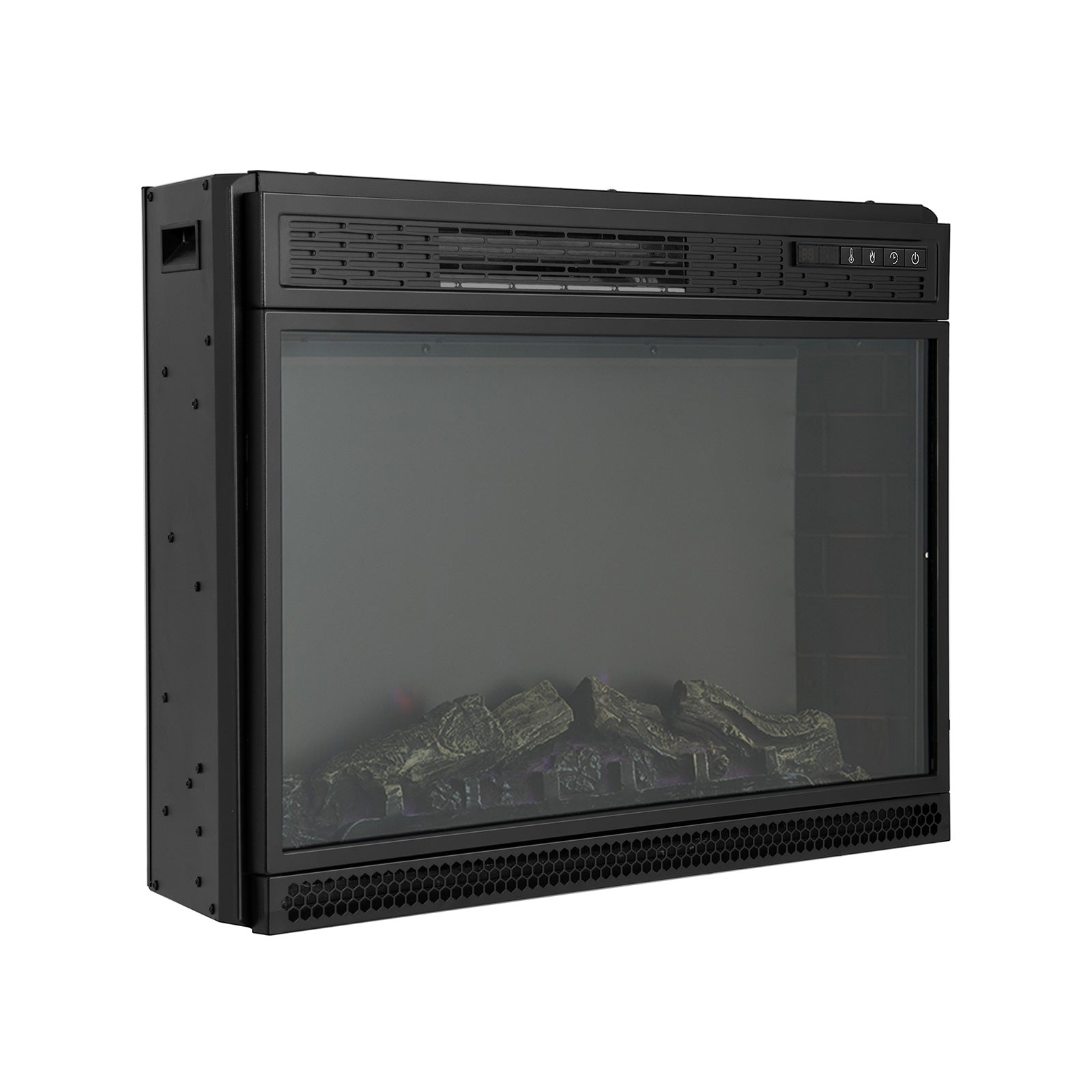 28 Inch Electric Freestanding and Recessed Fireplace with Remote, Black Fireplaces at Gallery Canada