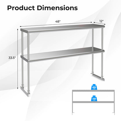 Stainless Steel Overshelf with Adjustable Lower Shelf for Home Kitchen, Silver at Gallery Canada