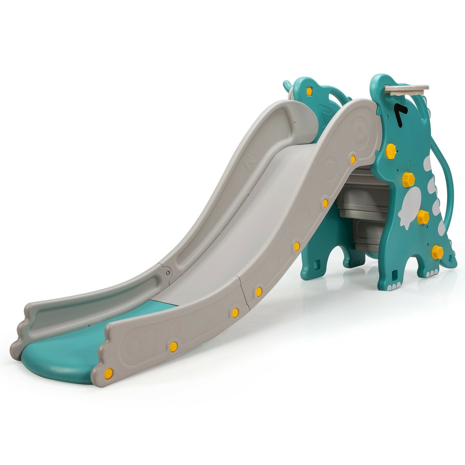 4-In-1 Kids Climber Slide Play Set, Basketball Hoop, Green Climbers & Slides Green at Gallery Canada