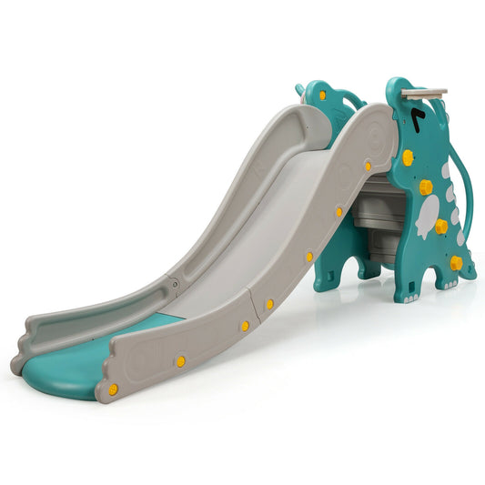 4-In-1 Kids Climber Slide Play Set, Basketball Hoop, Green Climbers & Slides Green at Gallery Canada