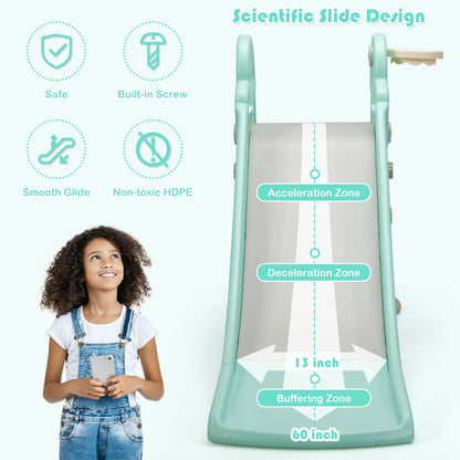 3-in-1 Kids Climber Slide Play Set, Basketball Hoop, Green Climbers & Slides at Gallery Canada