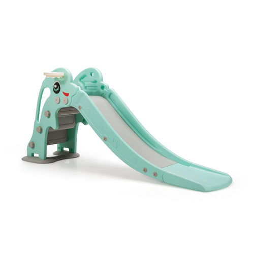 3-in-1 Kids Climber Slide Play Set, Basketball Hoop, Green