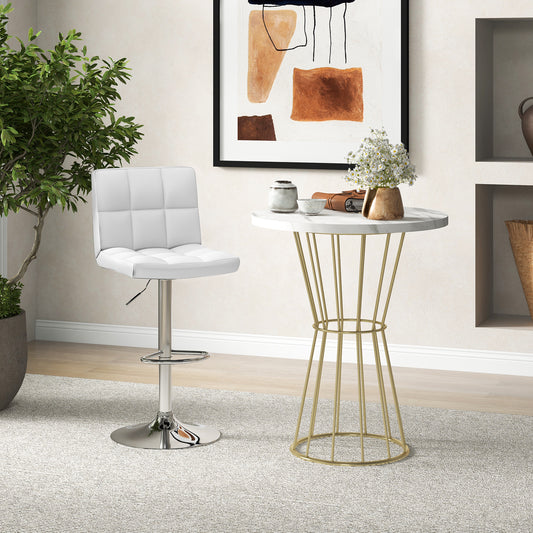 Adjustable Swivel Bar Stool with PU Leather, White Bar Stools White at Gallery Canada