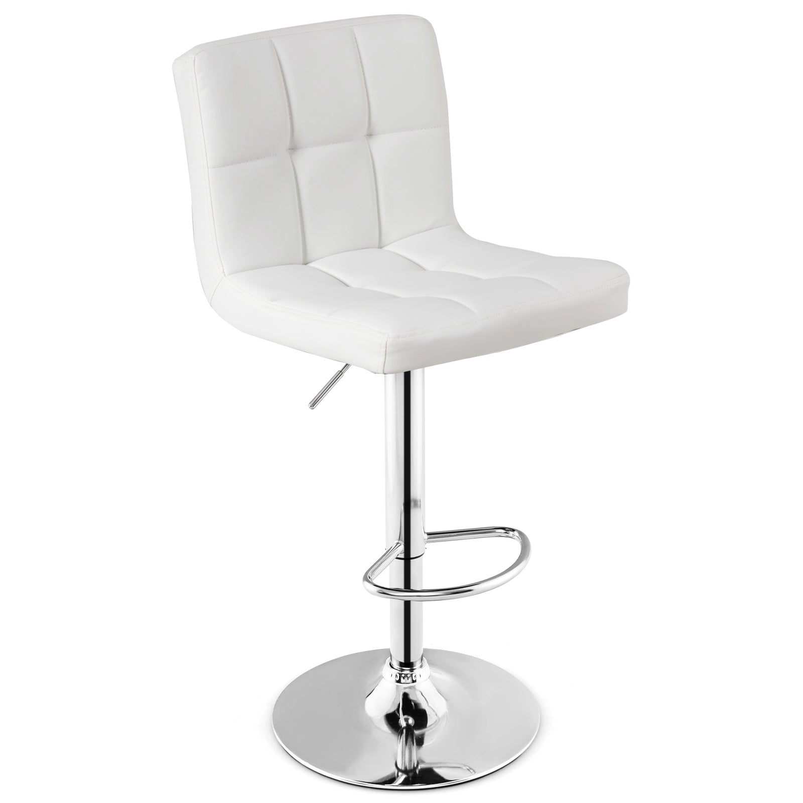 Adjustable Swivel Bar Stool with PU Leather, White Bar Stools at Gallery Canada