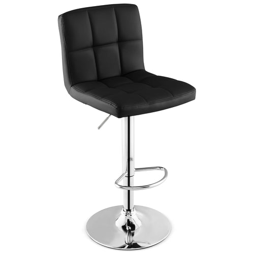 Adjustable Swivel Bar Stool with PU Leather, Black