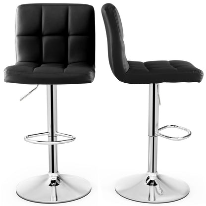 Adjustable Swivel Bar Stool with PU Leather, Black Bar Stools at Gallery Canada