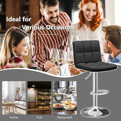 Adjustable Swivel Bar Stool with PU Leather, Black Bar Stools at Gallery Canada