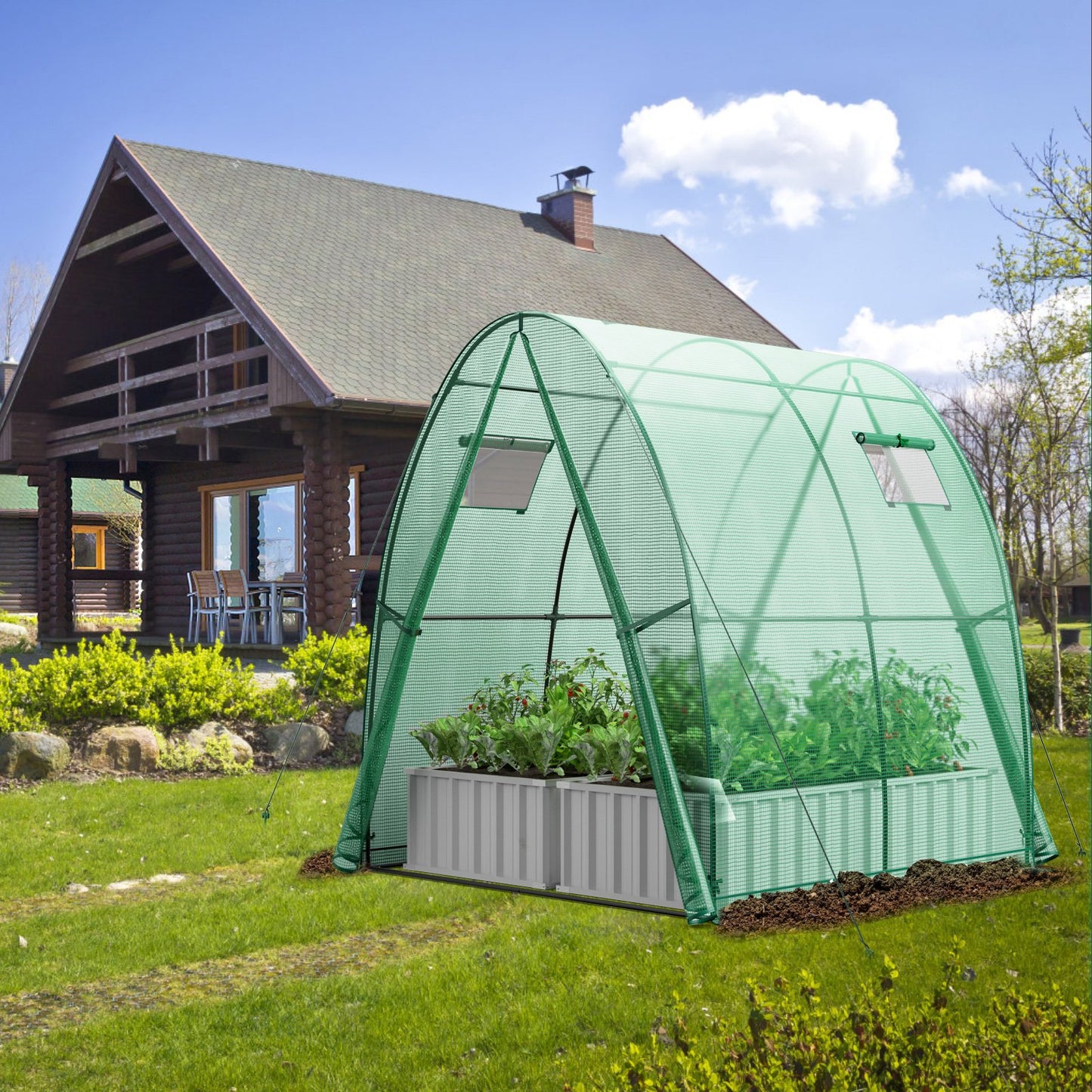 6 x 6 x 6.6 FT Outdoor Wall-in Tunnel Greenhouse, Green