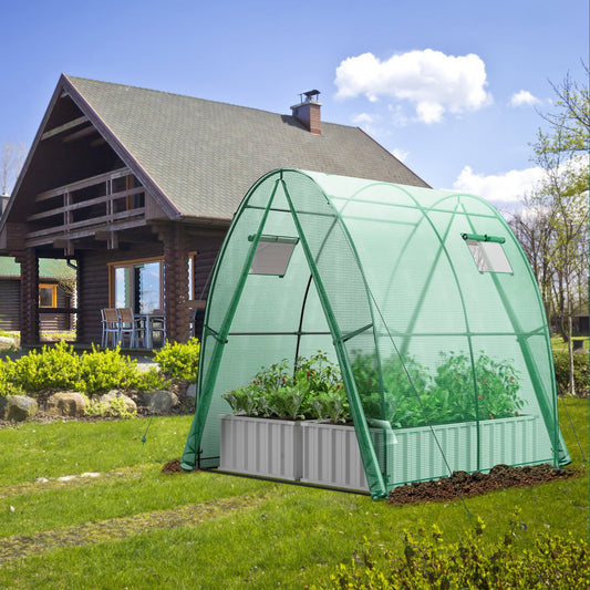 6 x 6 x 6.6 FT Outdoor Wall-in Tunnel Greenhouse, Green - Gallery Canada