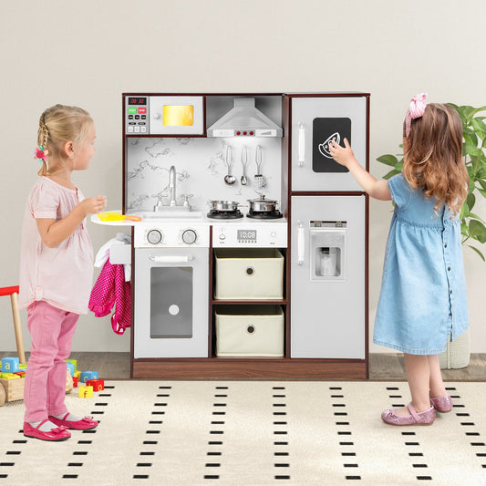 Kids Modern Toy Kitchen Playset with Attractive Lights and Sounds, Coffee - Gallery Canada