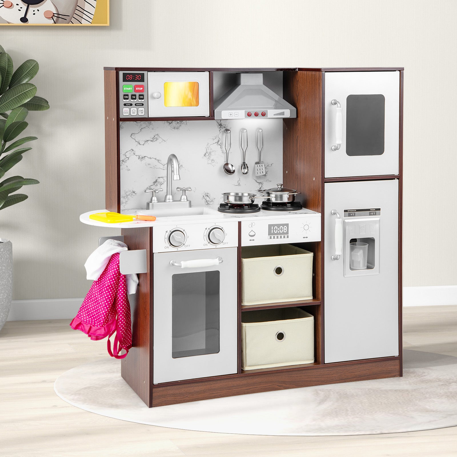 Kids Modern Toy Kitchen Playset with Attractive Lights and Sounds, Coffee Play Kitchen Sets at Gallery Canada