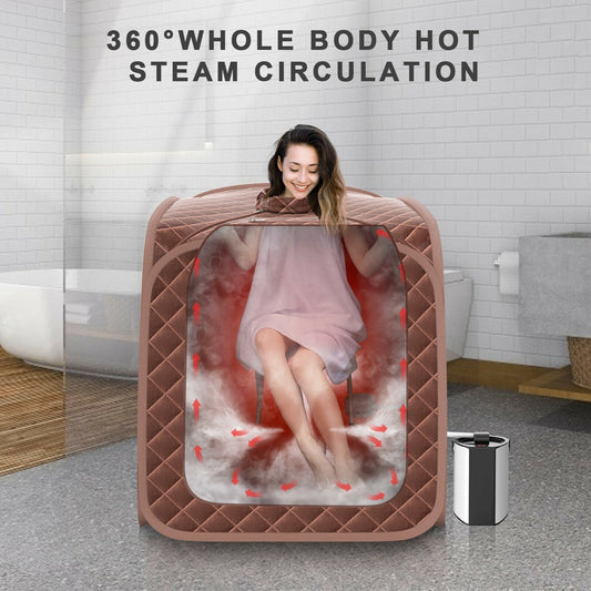 Portable Personal Steam Sauna Spa with Steamer Chair, Coffee - Gallery Canada