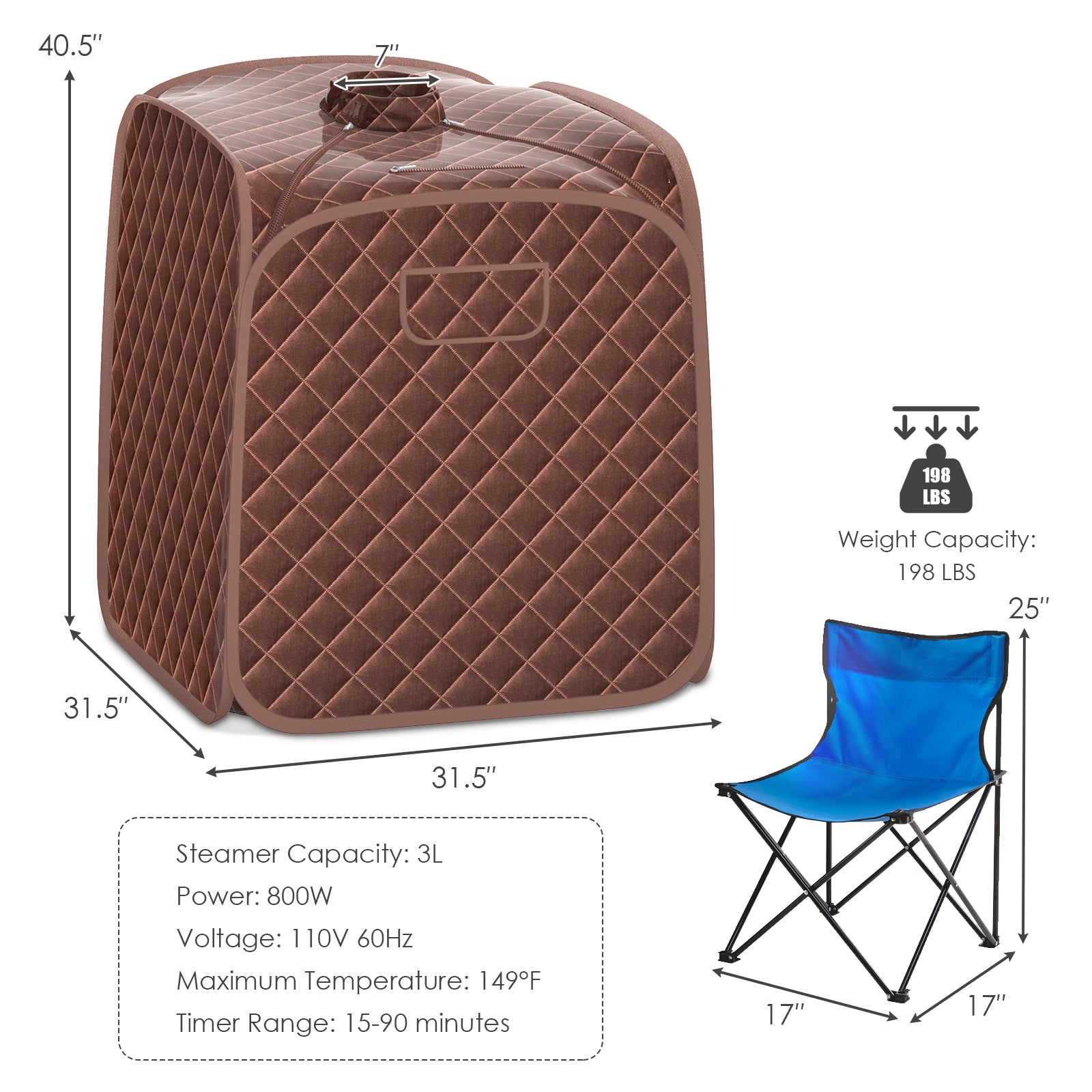 Portable Personal Steam Sauna Spa with Steamer Chair, Coffee Spa & Salon at Gallery Canada