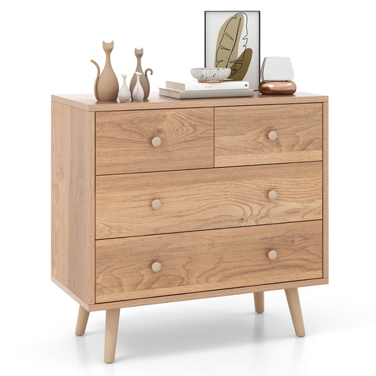 4-Drawer Dresser Cabinet Storage Organizer, Natural