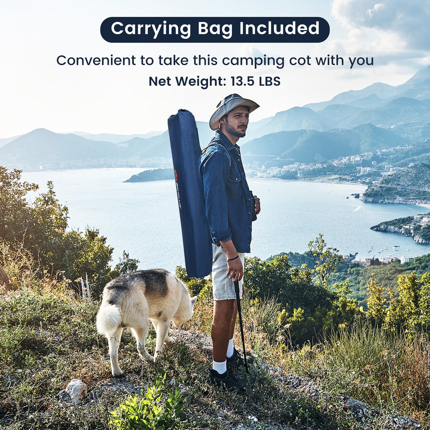 Adults Kids Folding Camping Cot, Blue Camping Furniture at Gallery Canada