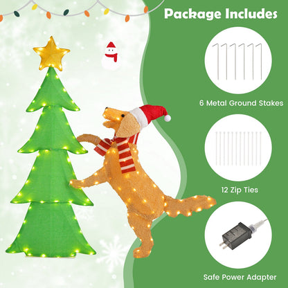 4FT Lighted Tinsel Xmas Tree with Plush Goldendoodle Dog, Multicolor at Gallery Canada