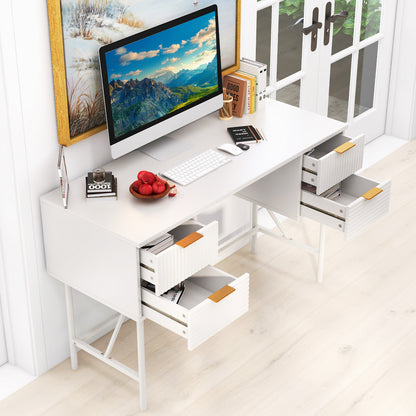 48 Inch Home Office Computer Desk with 4 Drawers, White Computer Desks at Gallery Canada