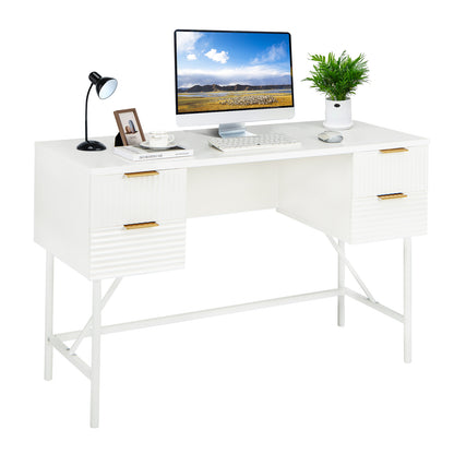 48 Inch Computer Desk With 4 Drawers, White Computer Desks White at Gallery Canada
