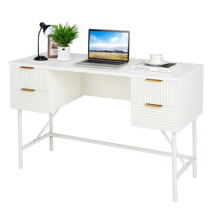 48 Inch Home Office Computer Desk with 4 Drawers, White Computer Desks at Gallery Canada