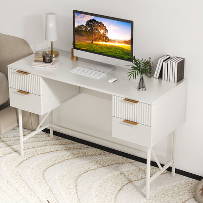 48 Inch Home Office Computer Desk with 4 Drawers, White Computer Desks at Gallery Canada