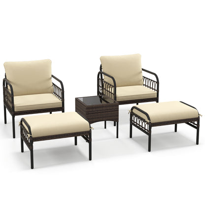 5 Piece Patio Conversation Set, Beige Outdoor Chaise Lounges Beige at Gallery Canada