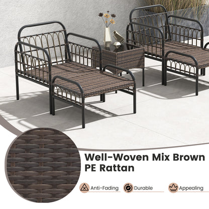 5 Piece Patio Conversation Set with Ottomans and Coffee Table, Beige Outdoor Chaise Lounges at Gallery Canada