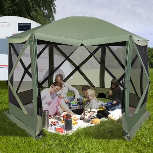 11.5 X 11.5 Ft Pop-Up Screen House Tent, Portable Carrying Bag, Green