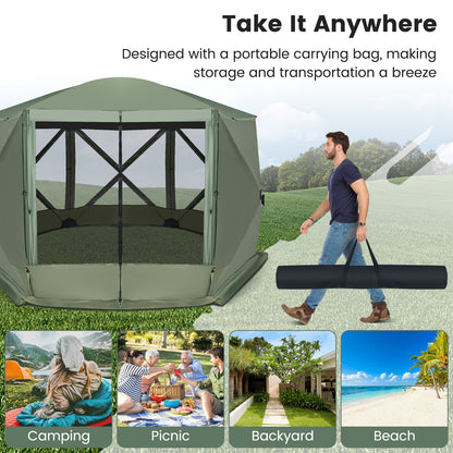 11.5 X 11.5 Ft Pop-Up Screen House Tent, Portable Carrying Bag, Green Tents at Gallery Canada