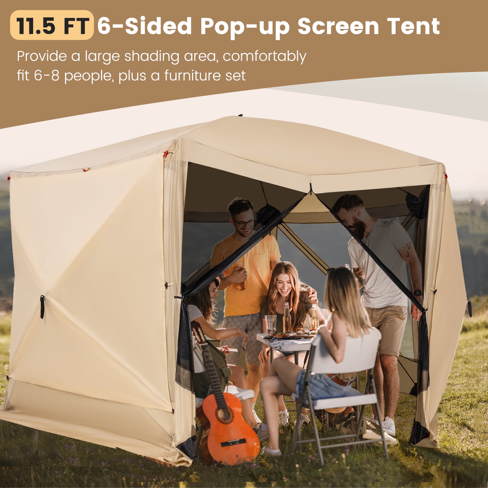11.5 X 11.5 FT Pop-up Screen House Tent with Portable Carrying Bag, Coffee Tents at Gallery Canada