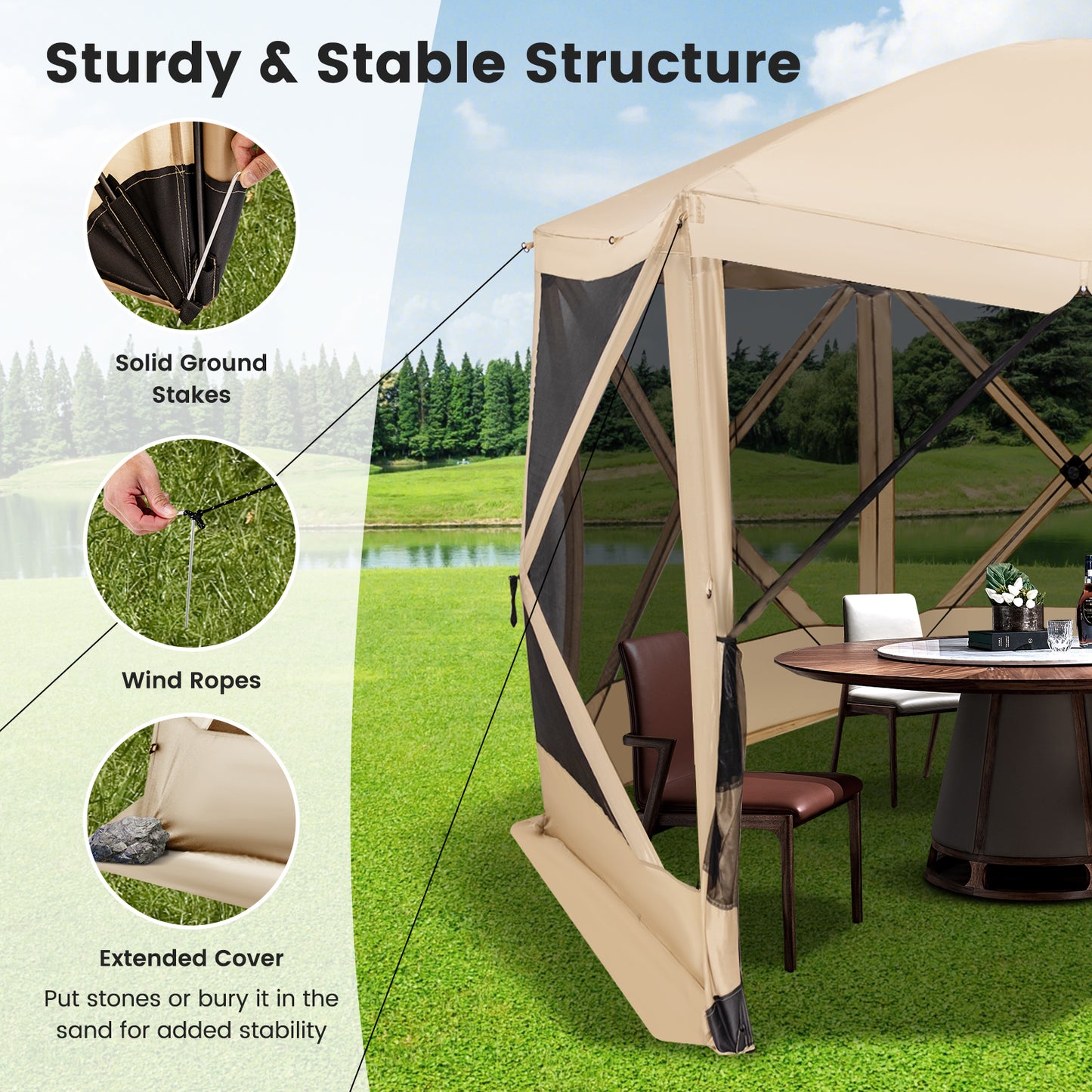 11.5 X 11.5 FT Pop-up Screen House Tent with Portable Carrying Bag, Coffee Tents at Gallery Canada