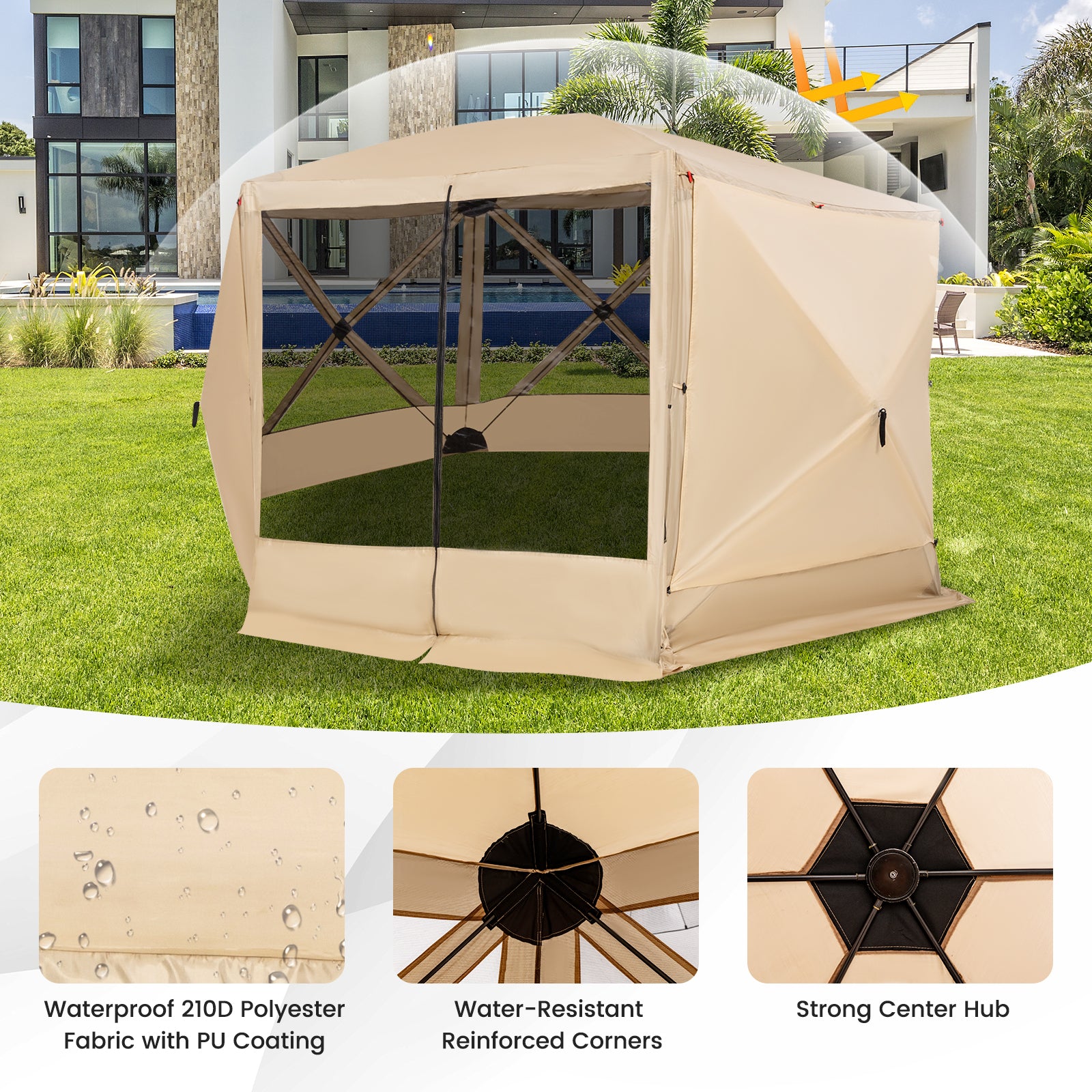 11.5 X 11.5 FT Pop-up Screen House Tent with Portable Carrying Bag, Coffee Tents at Gallery Canada