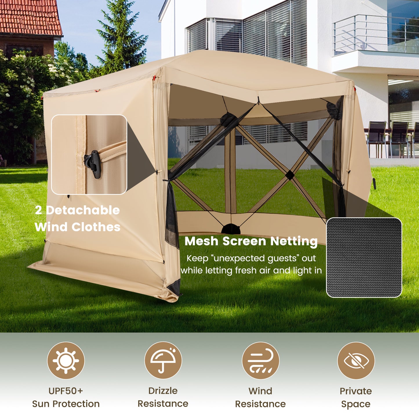 11.5 X 11.5 FT Pop-up Screen House Tent with Portable Carrying Bag, Coffee Tents at Gallery Canada