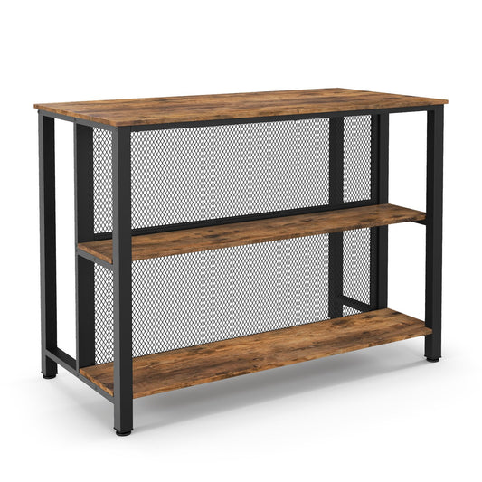 36" 3-Tier Bar Table with Storage Metal Frame Adjustable Foot Pads for Dining Room, Rustic Brown - Gallery Canada