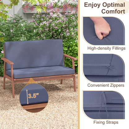 4 Piece Outdoor Acacia Wood Conversation Set with Soft Seat and Back Cushions, Gray Patio Conversation Sets at Gallery Canada