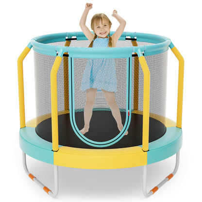 Mini Trampoline with Enclosure and Heavy-duty Metal Frame, Yellow Trampolines at Gallery Canada