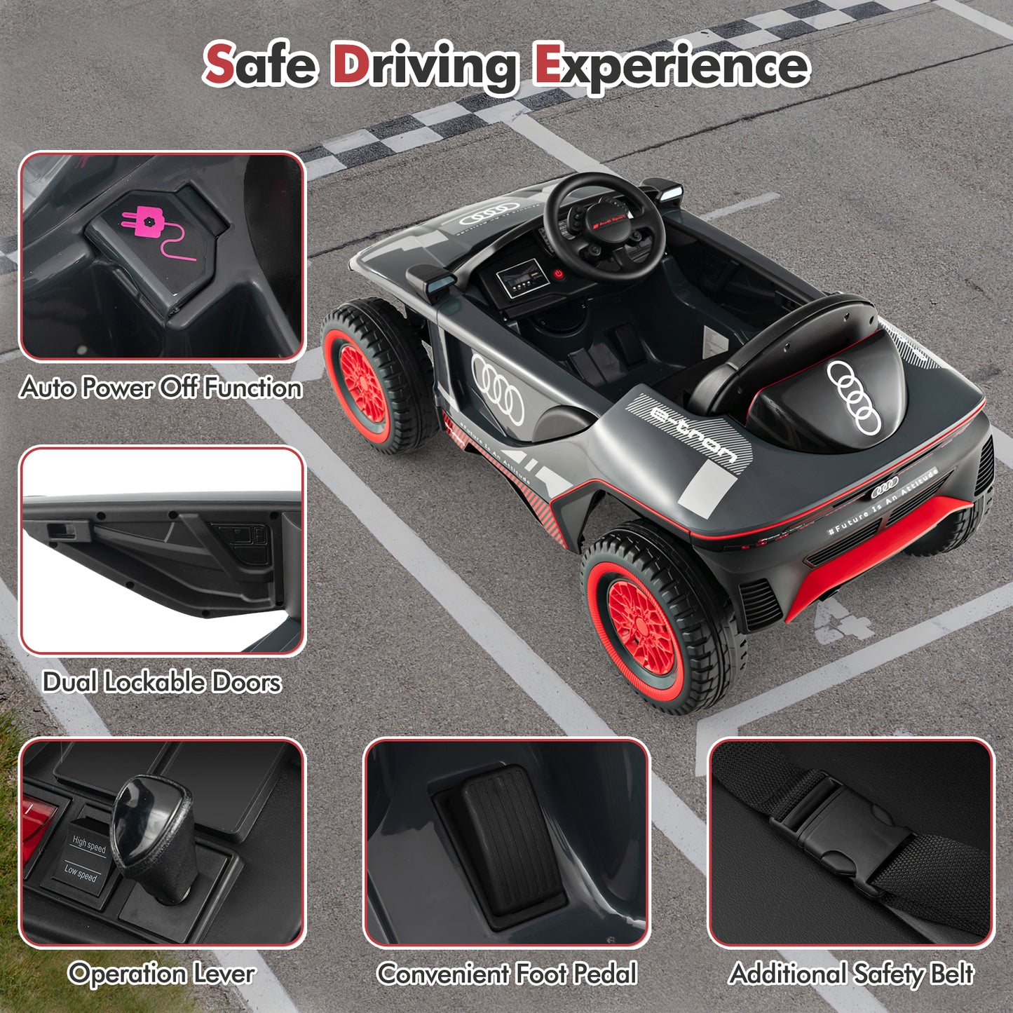 Licensed Audi Kids Ride On E-tron Racing Car, Gray Powered Ride On Toys at Gallery Canada