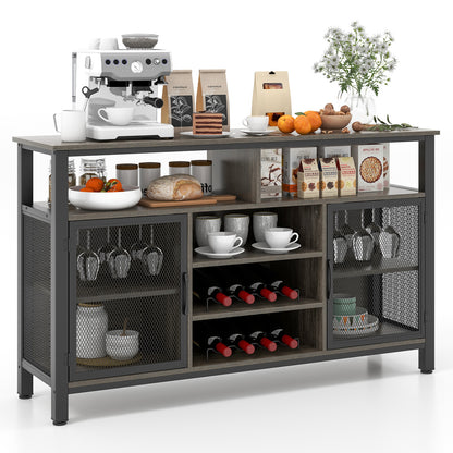 55-Inch Buffet Sideboard, 8-Bottle Wine Racks, Glass Holders, Gray Sideboards Cabinets & Buffets Gray at Gallery Canada