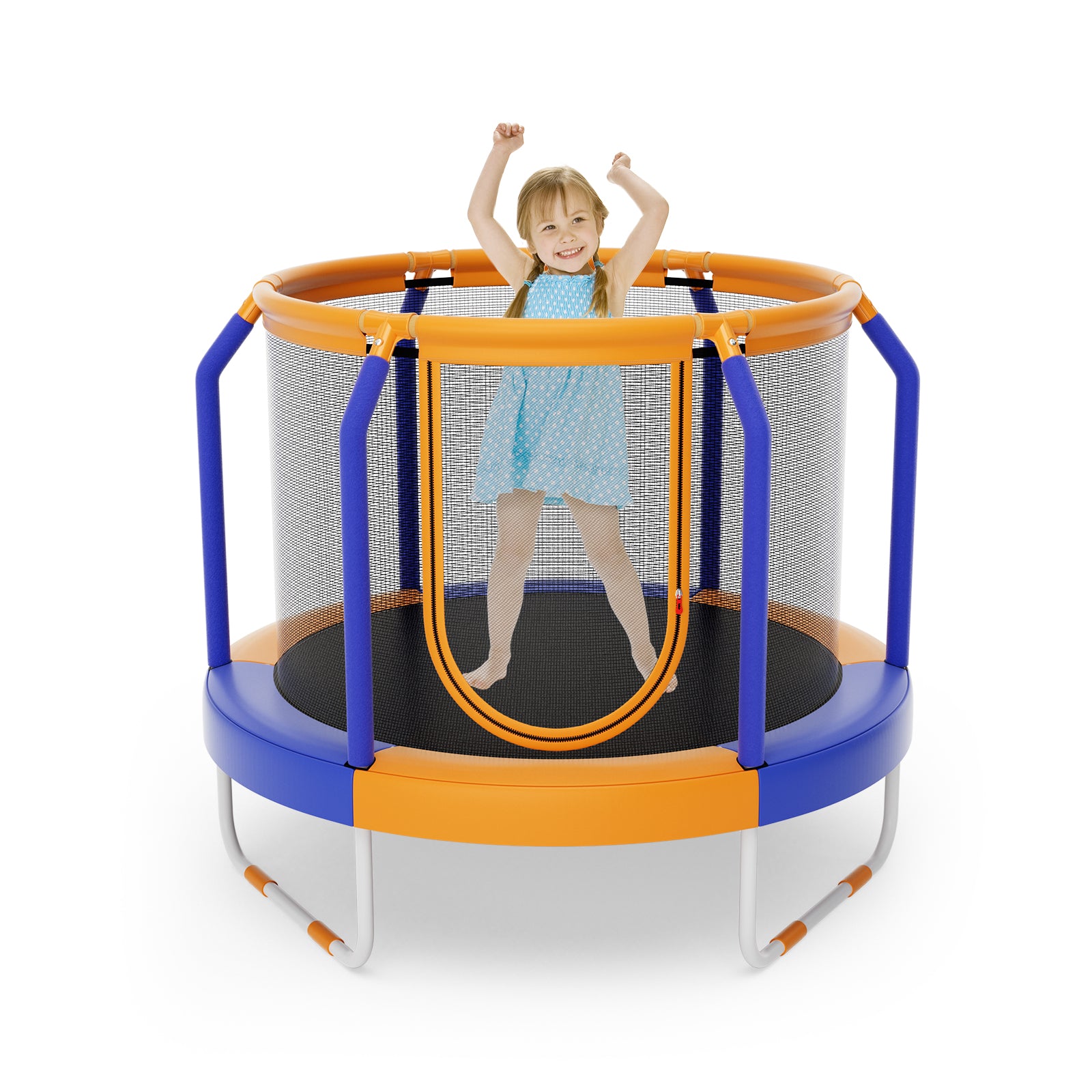 Mini Trampoline with Enclosure and Heavy-duty Metal Frame, Orange Trampolines at Gallery Canada