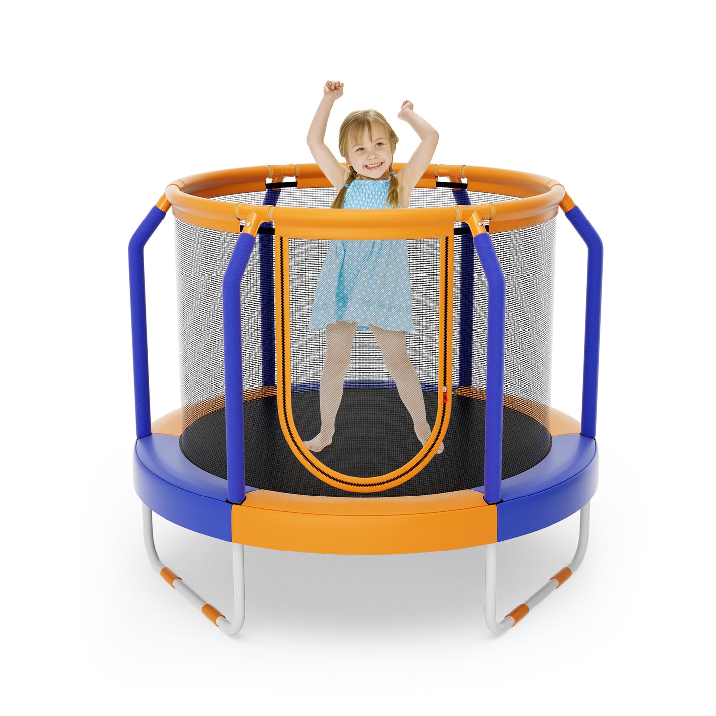 Mini Trampoline with Enclosure and Heavy-duty Metal Frame, Orange Trampolines at Gallery Canada