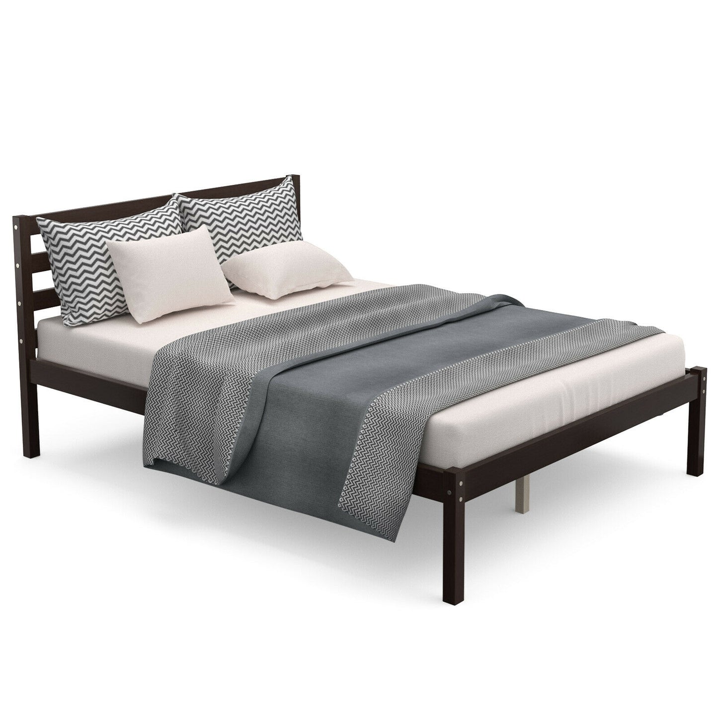 Full Size Bed frame Foundation with Solid Wooden Slat Suppor Simple Bed Frame at Gallery Canada