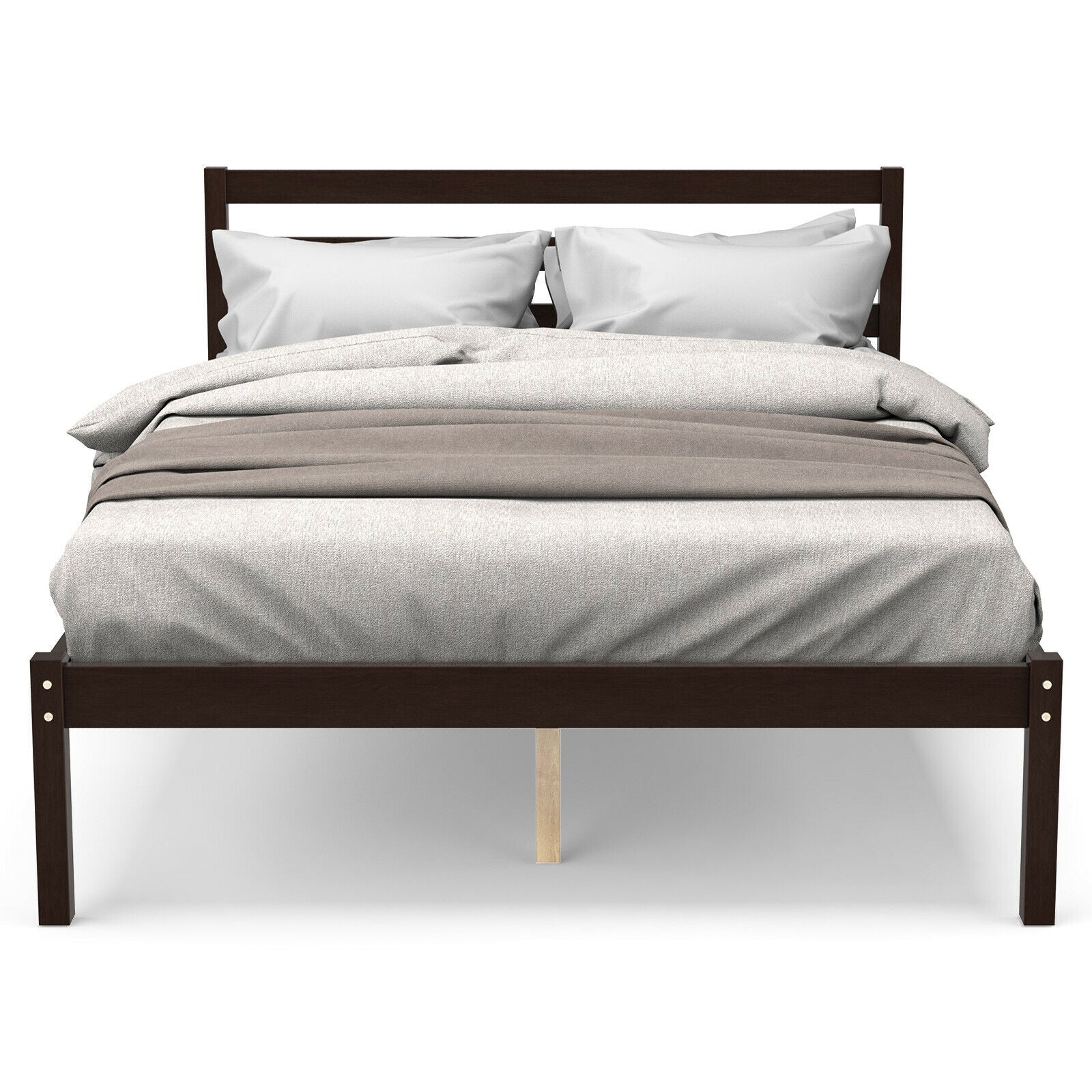 Full Size Bed frame Foundation with Solid Wooden Slat Suppor Simple Bed Frame at Gallery Canada