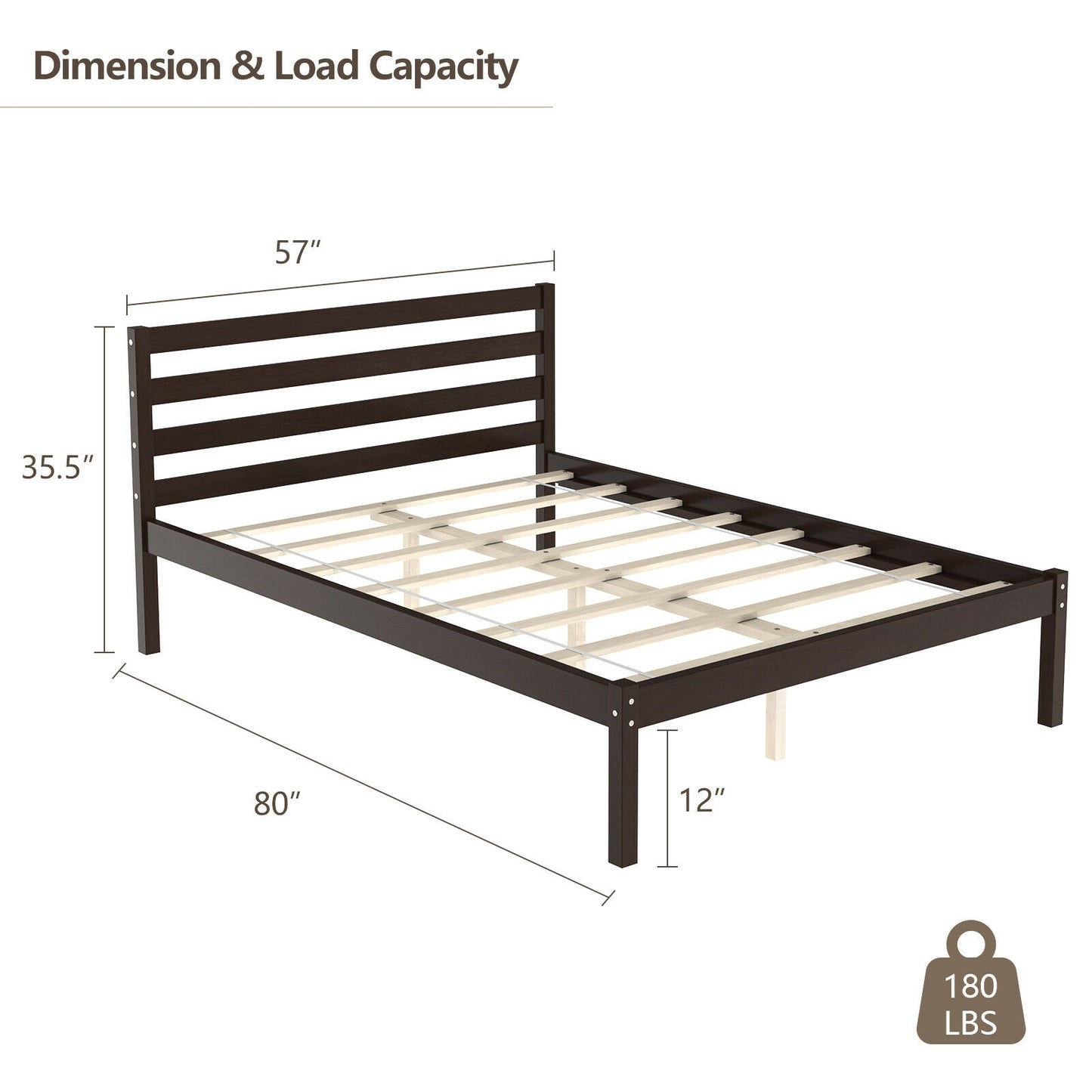 Full Size Bed frame Foundation with Solid Wooden Slat Suppor Simple Bed Frame at Gallery Canada