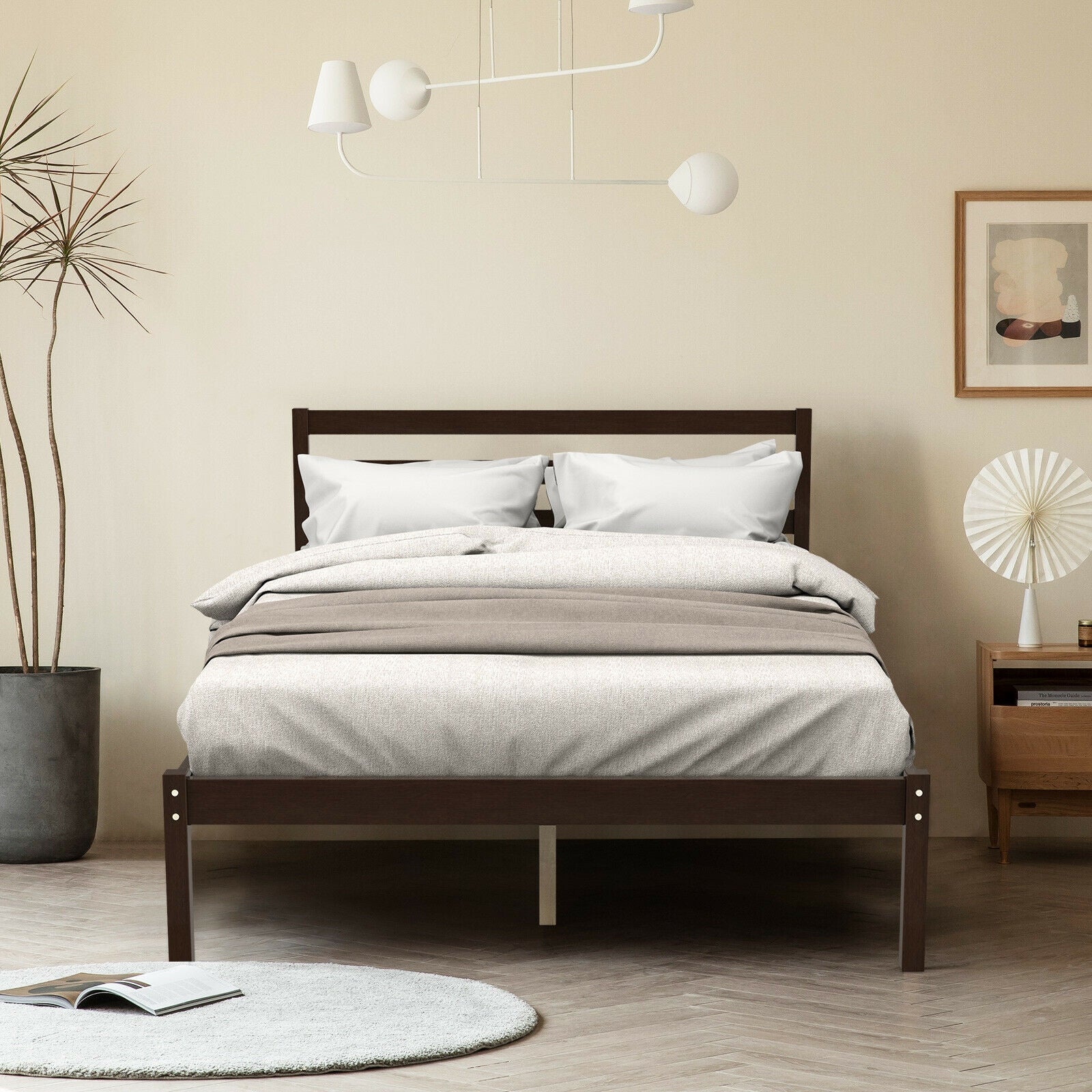 Full Size Bed frame Foundation with Solid Wooden Slat Suppor Simple Bed Frame at Gallery Canada