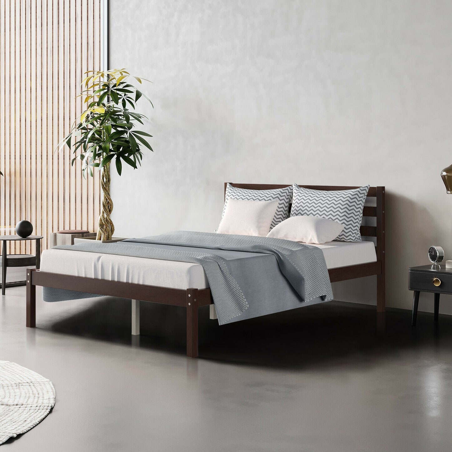 Full Size Bed frame Foundation with Solid Wooden Slat Suppor Simple Bed Frame at Gallery Canada
