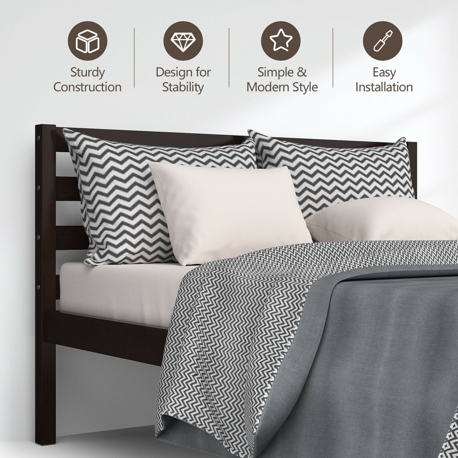 Full Size Bed frame Foundation with Solid Wooden Slat Suppor Simple Bed Frame at Gallery Canada