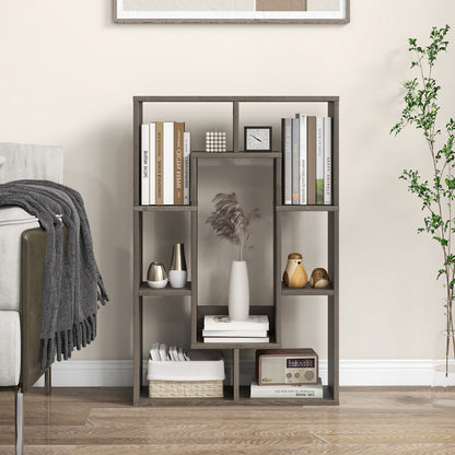 7-Cube Geometric Bookshelf Modern Decorative Open Bookcase, Gray Bookcases at Gallery Canada
