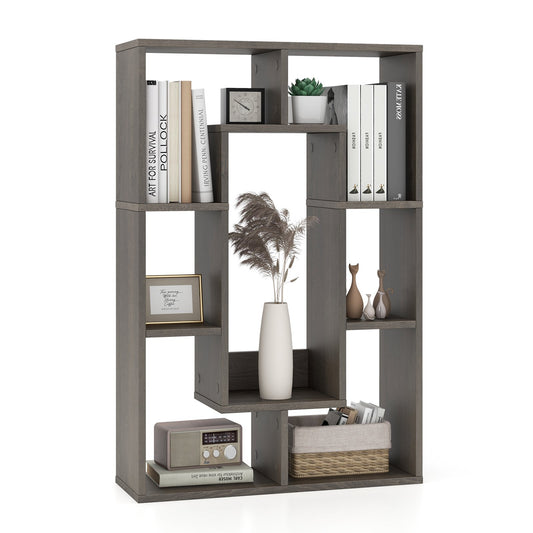 7-Cube Geometric Bookshelf Modern Decorative Open Bookcase, Gray - Gallery Canada